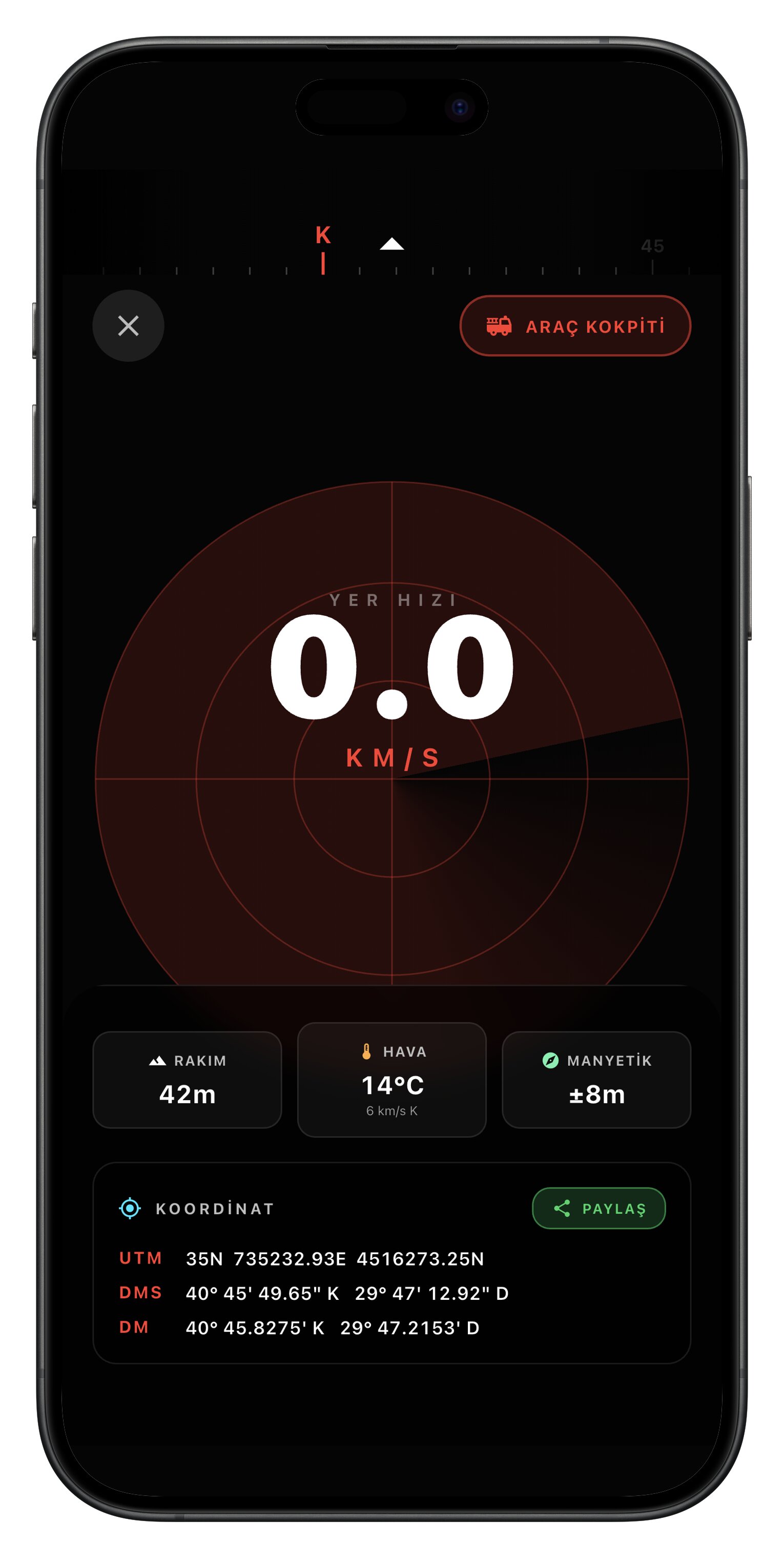 Dijital pusula özelliği